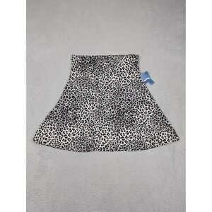 Poof New York Skirt Womens Large Leopard Roll‎ Top A-Line Stretch Made in USA